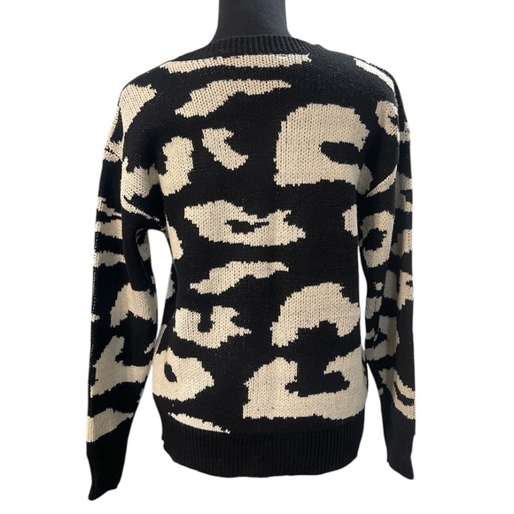Baltic Born Black and Cream Abstract Crew Neck Sweater - Picture 3 of 5